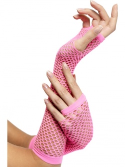 Pink Long Fishnet Gloves