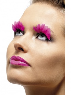 Eyelashes with Pink Feather