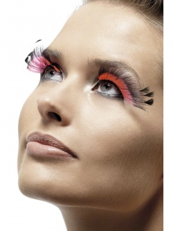Black Eyelashes with Pink Inserts and Black Feather Plums
