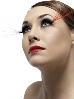Eyelashes with Very Long Red Corner Plumes