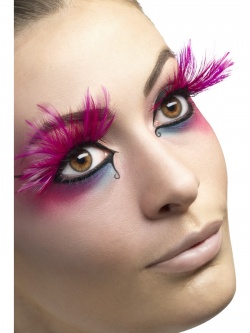 Eyelashes Pink with Feather Plumes