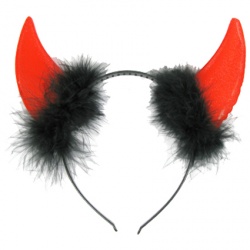 Devil Horns with Feathers - Red
