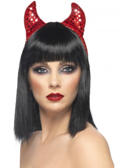 Sequined Devil Horns - Red