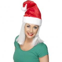 Santa Hat Deluxe Red with White Trim