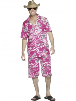 Hawaiian Shirt and Shorts Set Pink