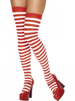 Thigh High Stockings Red and White